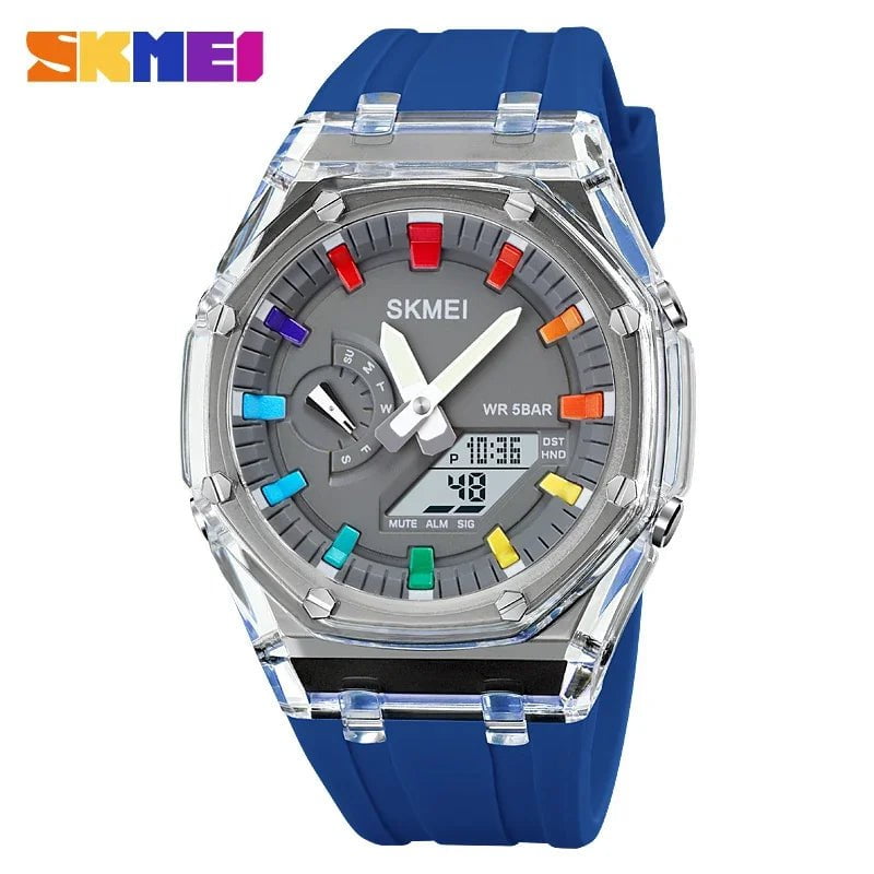 Storazone Blue / CHINA SKMEI 2100 Outdoor Men Digital Watch Colourful LED Display Watches Waterproof Shock Resistant Mens Wristwatch Clock reloj hombre