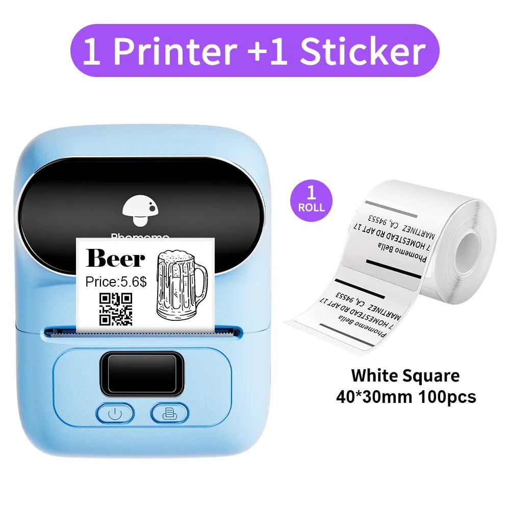 Storazone Blue / CN Phomemo M110 Thermal Wireless Label Printer Sticker Mini Printer Barcode Bluetooth Label Maker Price Tag Printers Free APP