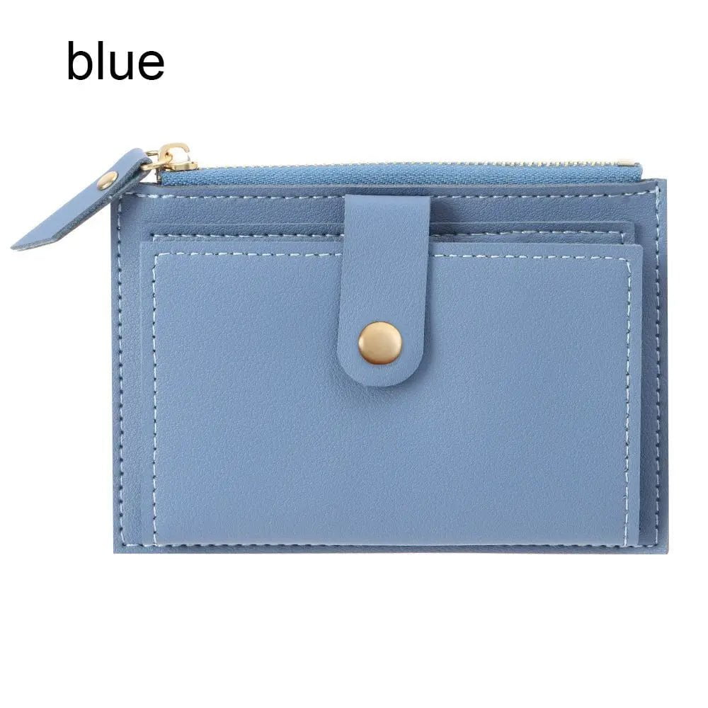 Storazone blue Cute Fashion PU Leather Mini Coin Purse Women Solid Color Credit Card Holder Bags Small Wallet Money Bag Purse Card Holder