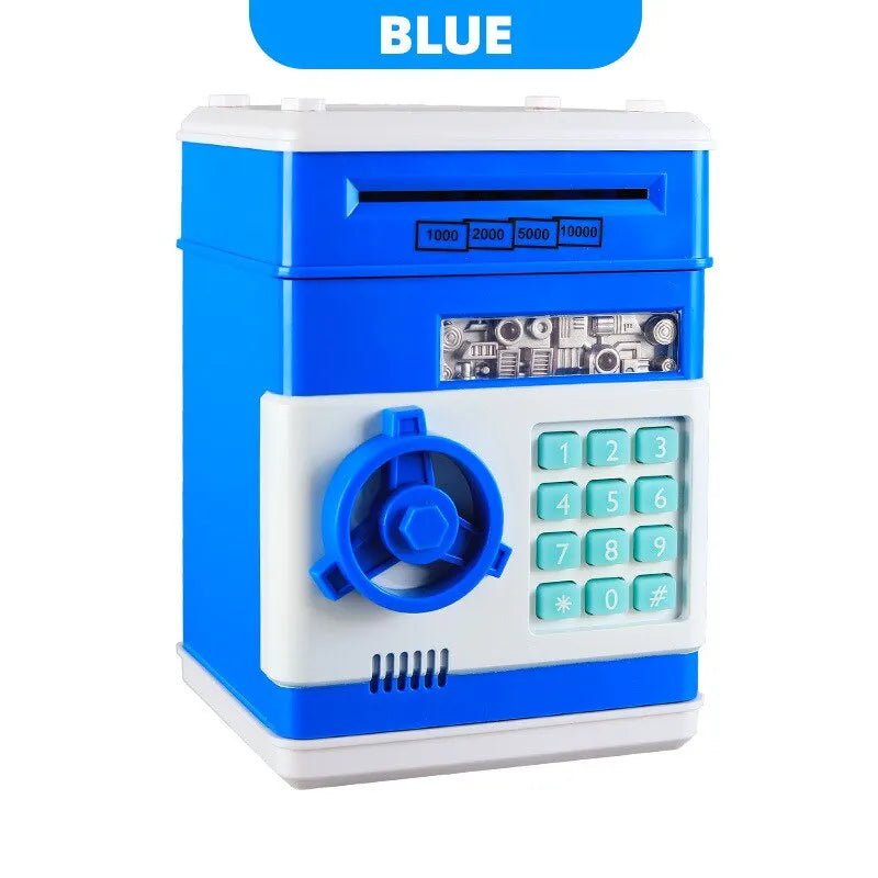 Storazone blue Electronic Piggy Bank Automatic Mini Safe Coins Cash Saving Money Box Password Counter Code Key Lock Coin Bank ATM Child Gift