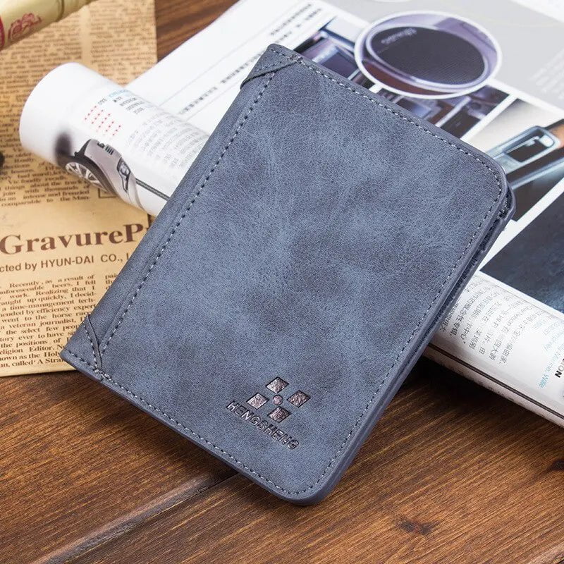 Storazone blue Men Foldable Leather Wallet Credit Card Holder Fashion Casual Nursing Leather Wallet Trendy Wallet