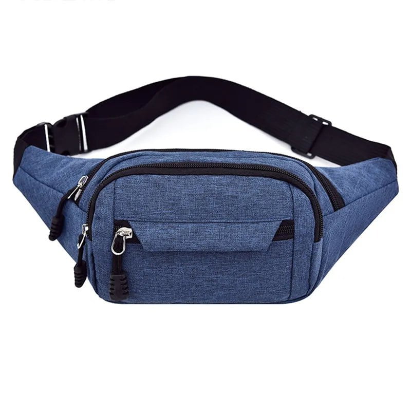 Storazone Blue Men's Breast Package Waterproof Outdoor Sports Bag Canvas Pouch Korean-style Waist Bag Fanny Pouch Crossbody Male Banana Bag