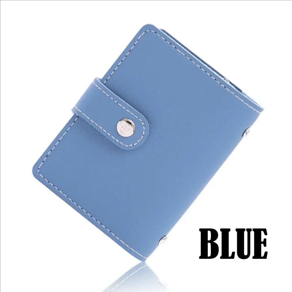 Storazone Blue New Anti-theft ID Credit Card Holder Fashion Women's 26 Cards Slim PU Leather Pocket Case Purse Wallet bag  for Women Men Female