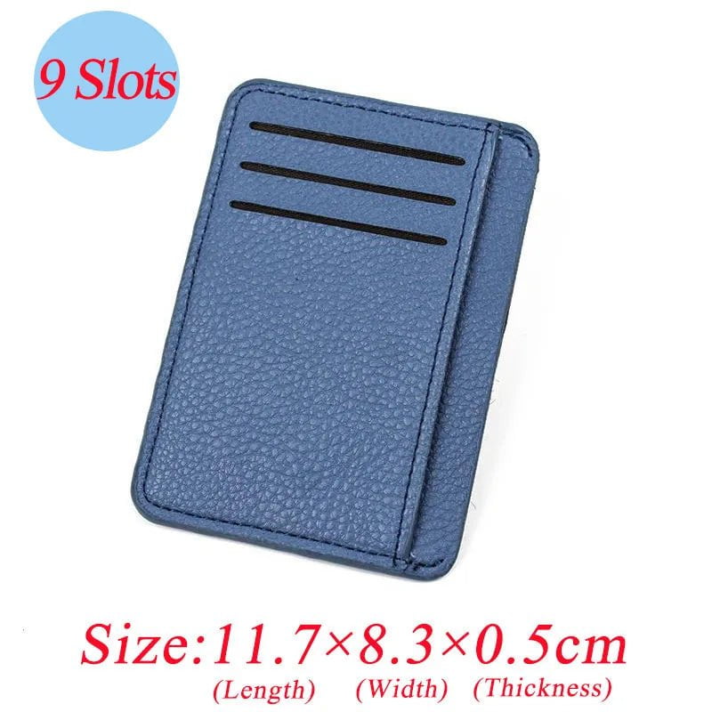 Storazone blue no zipper 9 Card Slots Ultra-thin Zipper Credit Card Holder 100% Leather Men's Wallet Slim Simplicity Coin Purse Wallet Cardholder Bags