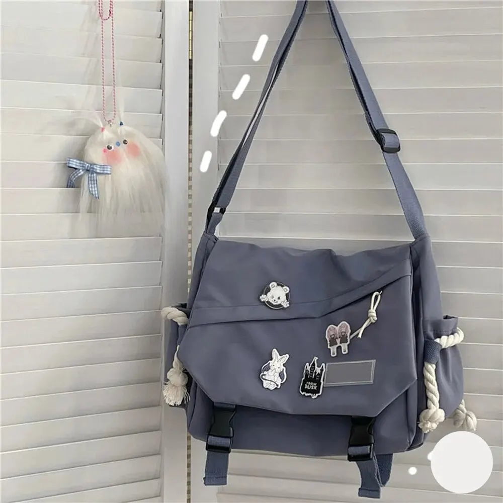 Storazone blue Nylon Handbags Shoulder Bag Large Capacity Crossbody Bags For Teenager Messenger Bag Student School Bags