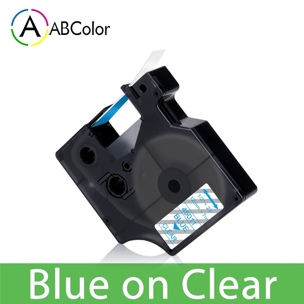 Storazone Blue on Clear / 6mm 45013 Label Tape Black on White For Dymo D1 45013 45018 12mm Label Cartridge For Dymo LabelManager 160 280 COLORPOP Label Maker