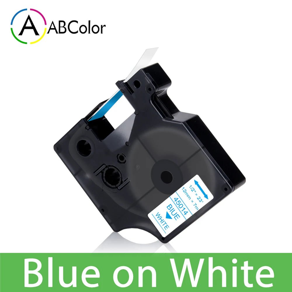 Storazone Blue on White / 6mm 45013 Label Tape Black on White For Dymo D1 45013 45018 12mm Label Cartridge For Dymo LabelManager 160 280 COLORPOP Label Maker