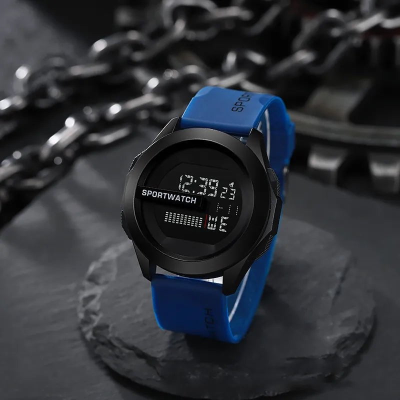 Storazone blue POSHI Sport Watch for Man Luxury Digital Wristwatch Stopwatch Luminous with Date Week Original Waterproof Clock free shipping