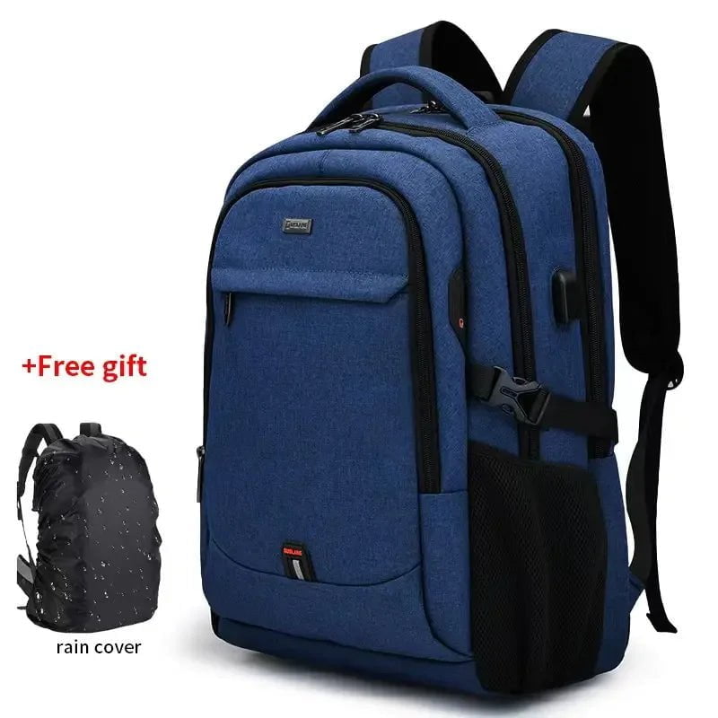 Storazone Blue-Rain Cover / 17 Inches / CHINA Laptop Backpack For Men 17.3''Large Capacity Backpack USB Port Bag Business Backpack Oxford Wear-resistant Waterproof Travel Bag