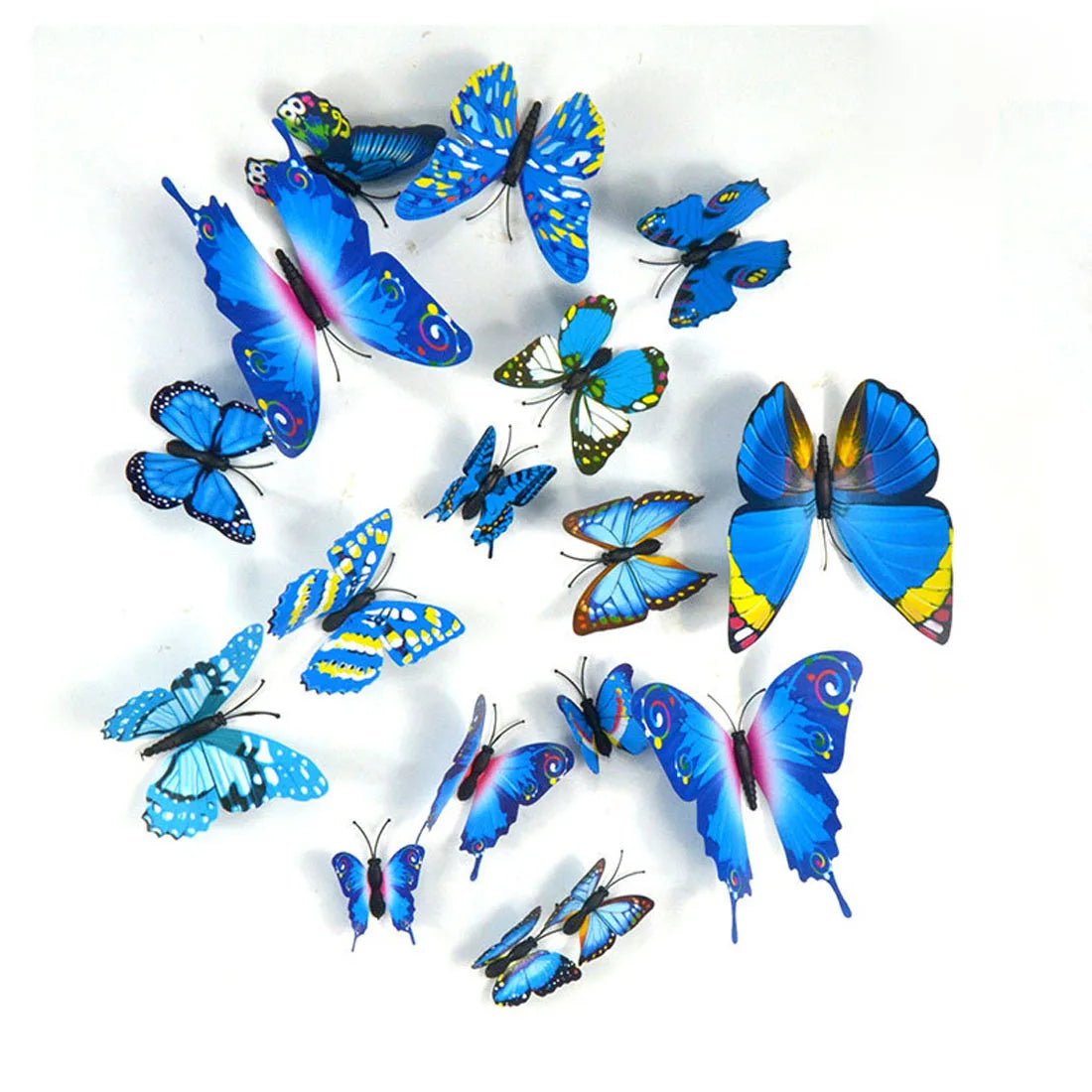 Storazone blue series 12Pcs 3D Butterfly Wall Stickers PVC Self Adhesive Wallpaper Colorful Butterfly Wall Sticker Living Room Window Decal Home Decor