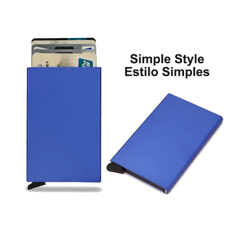 Storazone Blue (Simple) Rfid Credit Card Holder Men Wallets Bank Cardholder Case Small Leather Slim Thin Magic Mini Wallet Smart Minimalist Wallet  2023
