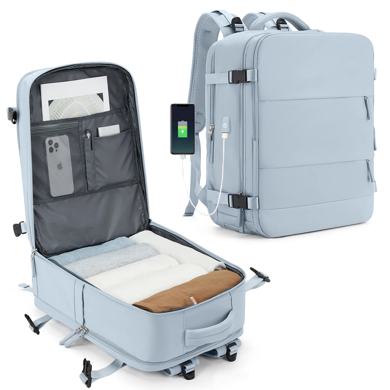 Storazone Blue / Small Easyjet Cabin Bag 45x36x20 Backpack, 40x20x25 Ryanair Carry-Ons, Women/Men Aeroplane Travel Backpack, Cabin Size Laptop Backpack