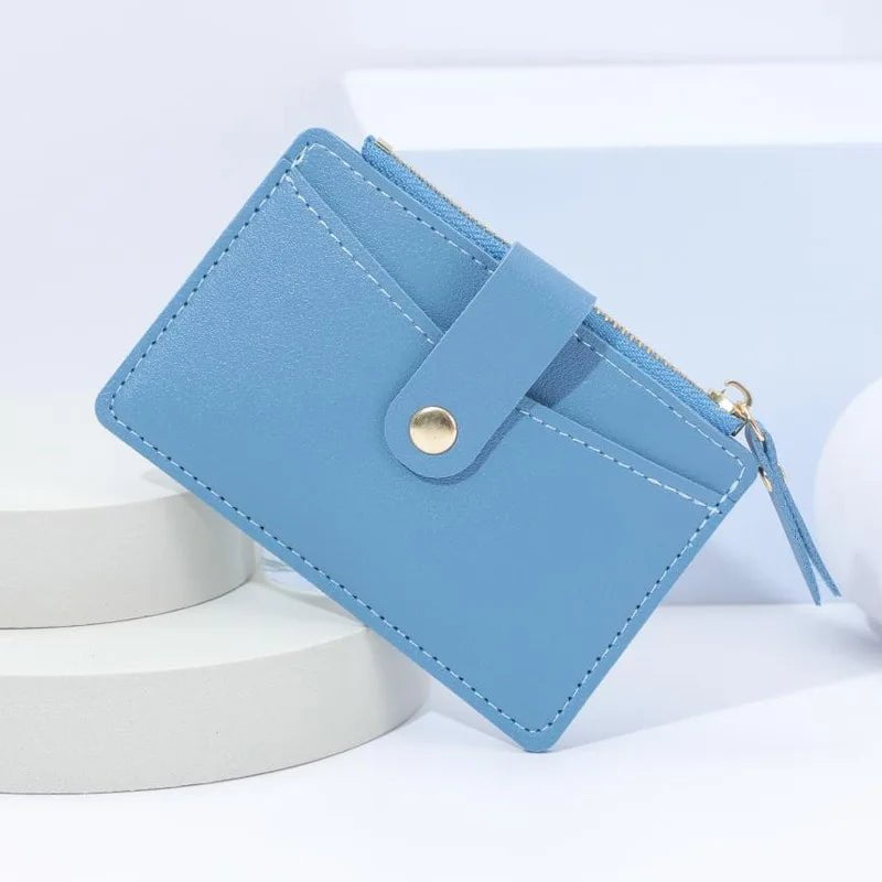 Storazone blue01 Fashion Women Wallets Leather Female Purse Mini Hasp Solid Multi-Cards Holder Coin Short Wallets Slim Small Wallet Zipper Hasp