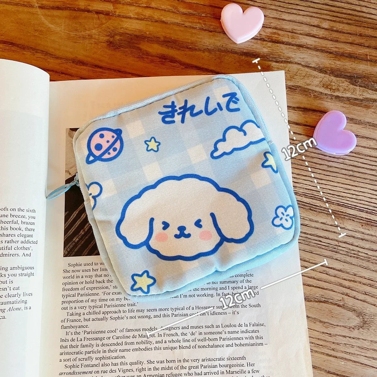 Storazone blue1 Women Girls Kawaii Cosmetic Makeup Tampon Bear Napkin Pouch Storage Bag Coin Purse Sanitary Pads Bag Mini Data Cables Organizer