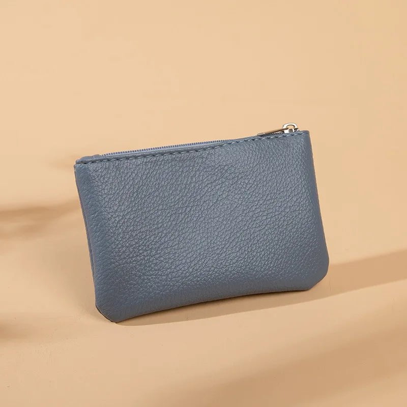 Storazone Blue4 Solid Color PU Leather Small Wallet for Women Short Simple Women's Purse with Buttons Ultra Thin Credit Card Bag Coin Purse