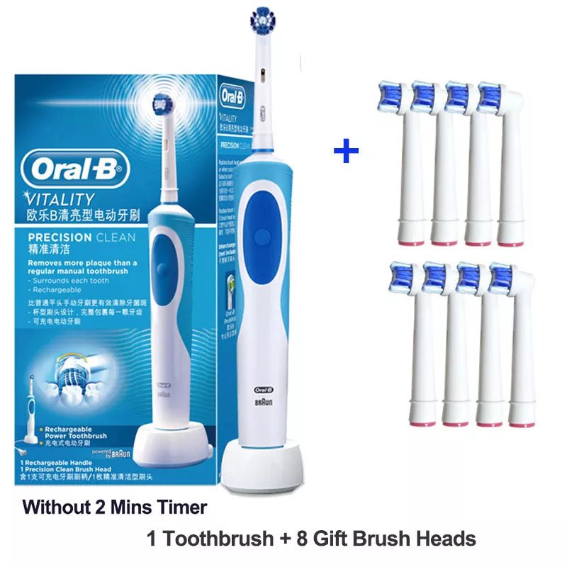 Storazone Blue8Head / Russian Federation Oral B Electric Toothbrush 2D Rotary Vibration Clean Charging Tooth Brush Cross Action Bristle Oral Care 4 Gift Brush Heads Free