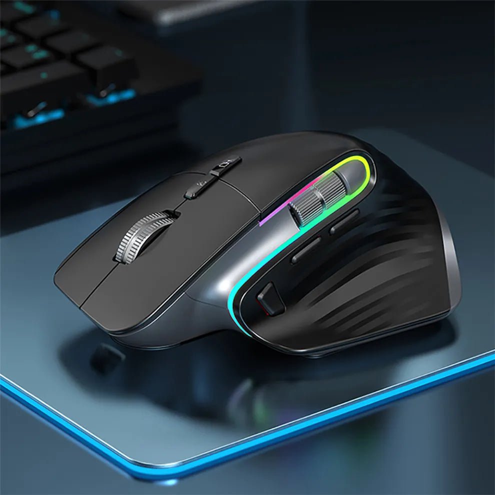 Storazone Bluetooth +2.4G Wireless Mouse Rechargeable 12 Colors RGB LED Gaming Mouse Ergonomic Mice for Gamer Computer Laptop iPad