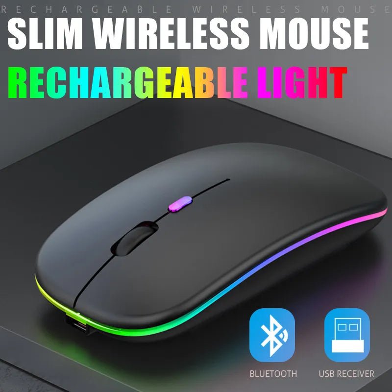 Storazone Bluetooth 5.0 Wireless With USB Rechargeable RGB Mouse BT5.2 For Laptop Computer PC Macbook Gaming Mouse 2.4GHz 1600DPI