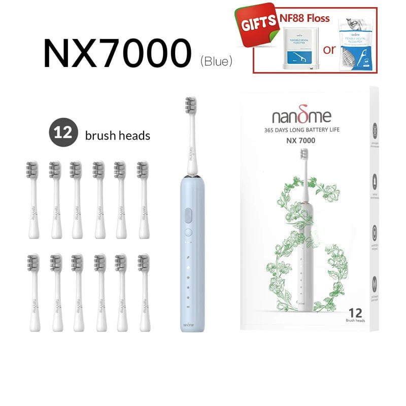 Storazone Bluex12 brush head / spain Nandme NX7000 NX8000 Smart Sonic Electric Toothbrush IPX7 Rechargeable Ultrasound Tooth Brush Ultrasonic Teethbrush