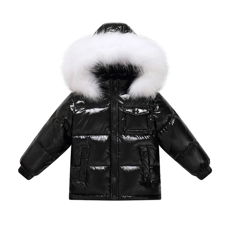 Storazone BMH / 5 (5-6Y) Unisex winter coat down jacket for boys clothes 2-14 y children's clothing thicken outerwear & coats with nature fur parka kids