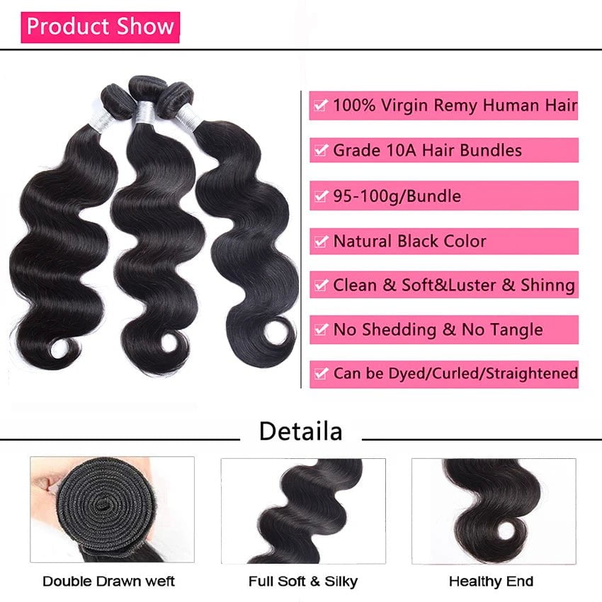 Storazone Body Wave Bundles Human Hair Extension For Women Human Hair Weave Bundles Natural Black 12A Iwish Hair Bundles 1/3/4 Piece Hair