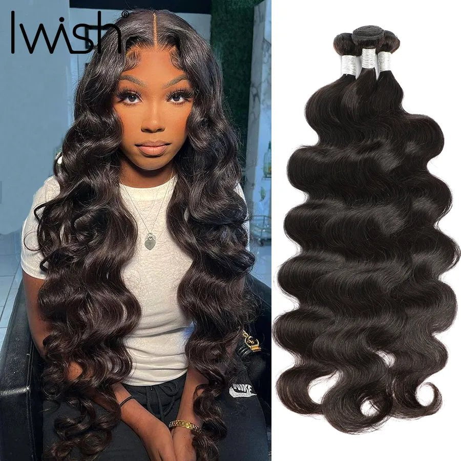 Storazone Body Wave / CHINA / 10inches 1pc Body Wave Bundles Human Hair Extension For Women Human Hair Weave Bundles Natural Black 12A Iwish Hair Bundles 1/3/4 Piece Hair