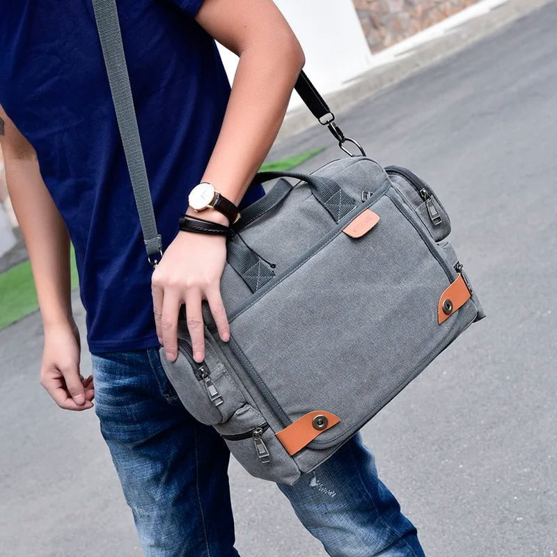 Storazone Brand Men Crossbody Bags Male Canvas Shoulder Bags Boy Messenger Bags Man Handbags for Travel Casual Large Satchel Grey