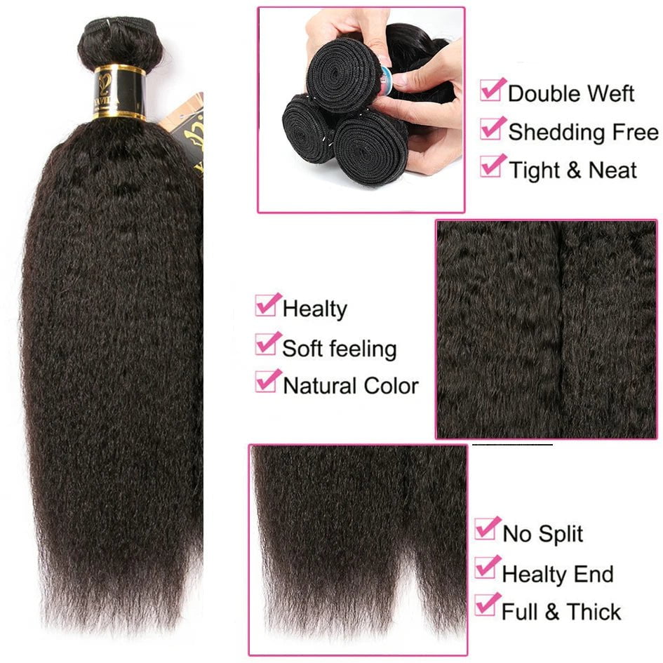 Storazone Brazilian Bundles Kinky Straight Human Hair 8a Original Human Hair Yaki Straight  Bundles On Sale Natural Color Thick Bundles