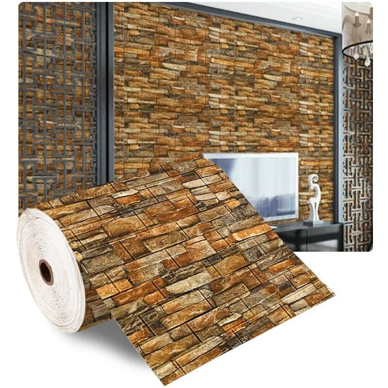 Storazone Brick Yellow / 70cmX1m 70cmx1/5/10m 3D Wallpaper Decoration Self-adhesive Antique Foam Brick Wallpaper Living Room Bedroom Waterproof 3d Wall Sticker