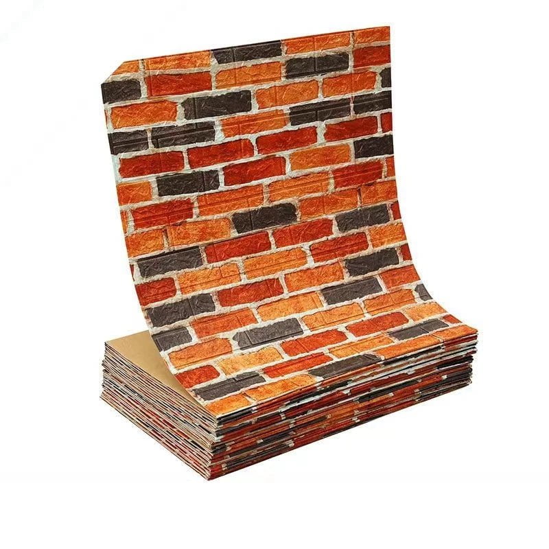 Storazone Brilliant red brick / 70CMX1M 70cmx1/5/10m 3D Wallpaper Decoration Self-adhesive Antique Foam Brick Wallpaper Living Room Bedroom Waterproof 3d Wall Sticker