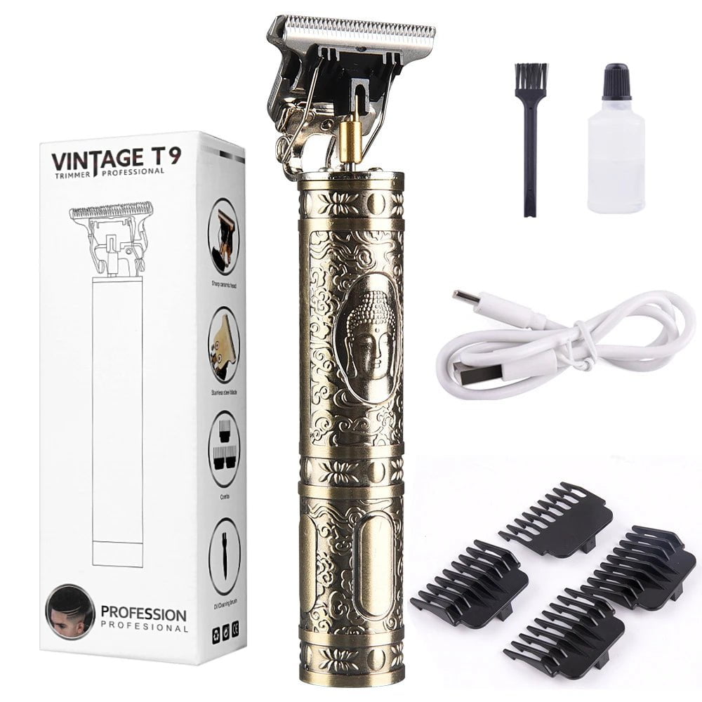 Storazone Bronze Buddha Men's Barber Retro T9 Hair Trimmer Professional Razor Trimmer Kemei Heyar Cut Machine Wireless Hair Clipper Beard Man Shaving