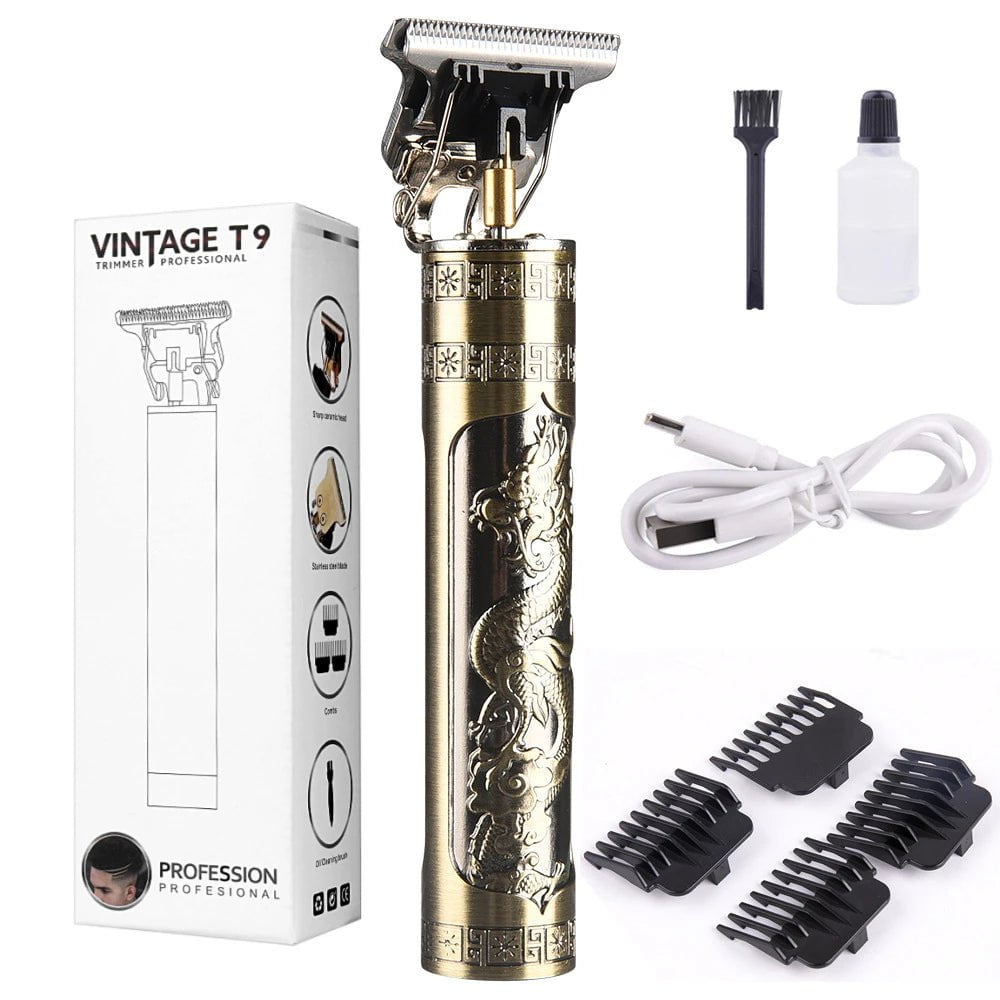 Storazone Bronze Dragon Men's Barber Retro T9 Hair Trimmer Professional Razor Trimmer Kemei Heyar Cut Machine Wireless Hair Clipper Beard Man Shaving