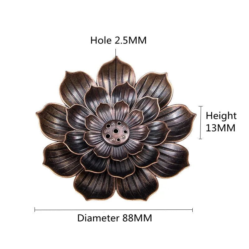 Storazone Bronze L Alloy Incense Burner Stick Holder Buddhism Lotus Line Incense plate Sandalwood Coil Base Temples Yoga Studios Home Decoration