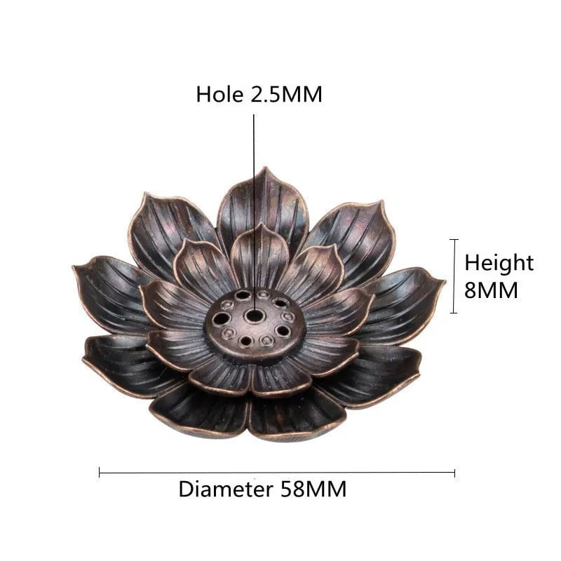 Storazone Bronze S Alloy Incense Burner Stick Holder Buddhism Lotus Line Incense plate Sandalwood Coil Base Temples Yoga Studios Home Decoration