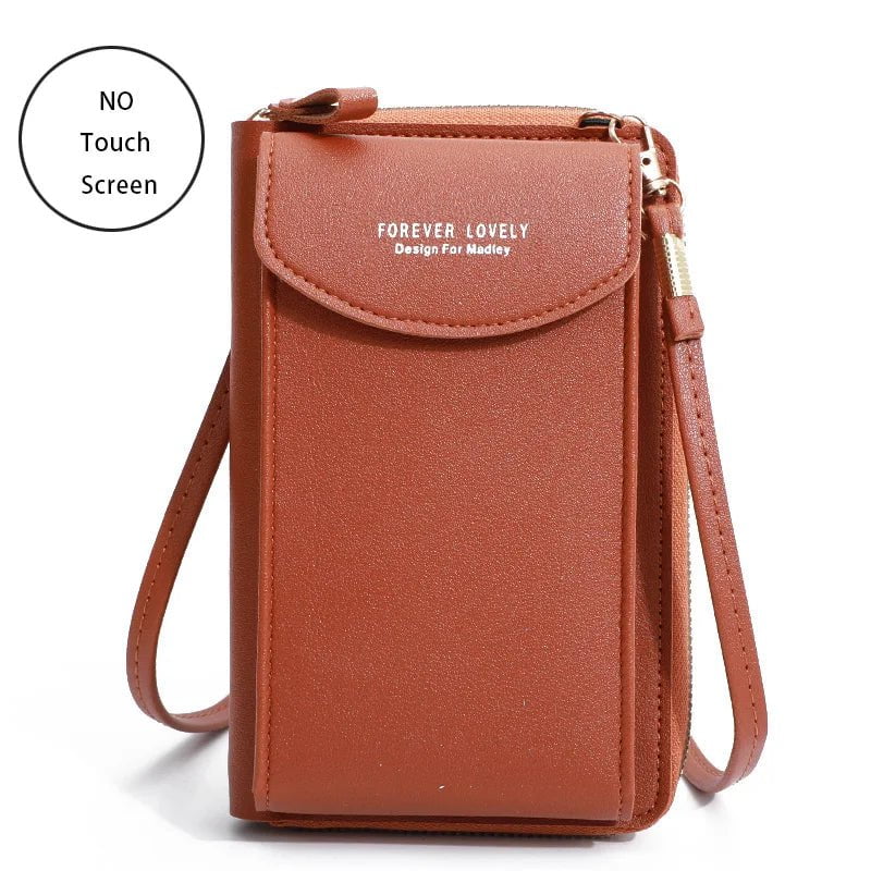 Storazone Brown 2 / 11x4x18CM / CN Buylor Women's Handbag Touch Screen Cell Phone Purse Shoulder Bag Female Cheap Small Wallet Soft Leather Crossbody сумка женская