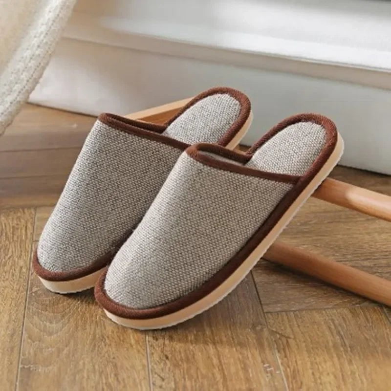 Storazone Brown 2 / 36 37 2024 New Linen Shoes Women And Men Household Slippers Indoor Floor Shoes Summer Women's Mute Slippers Sandals Slippers