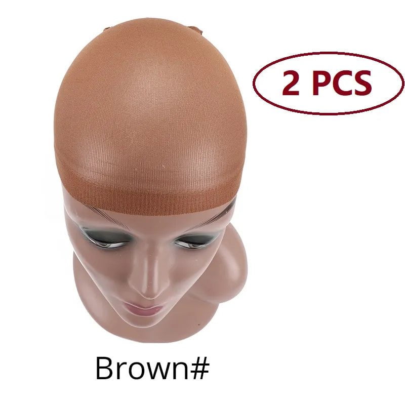 Storazone Brown 2 pieces Nunify Nude Mesh Net Wig Caps With Closed End For Wigs 2Pcs/Pack Free Size Stocking Cap Red Coffee Black Begie Brown 6 Colors