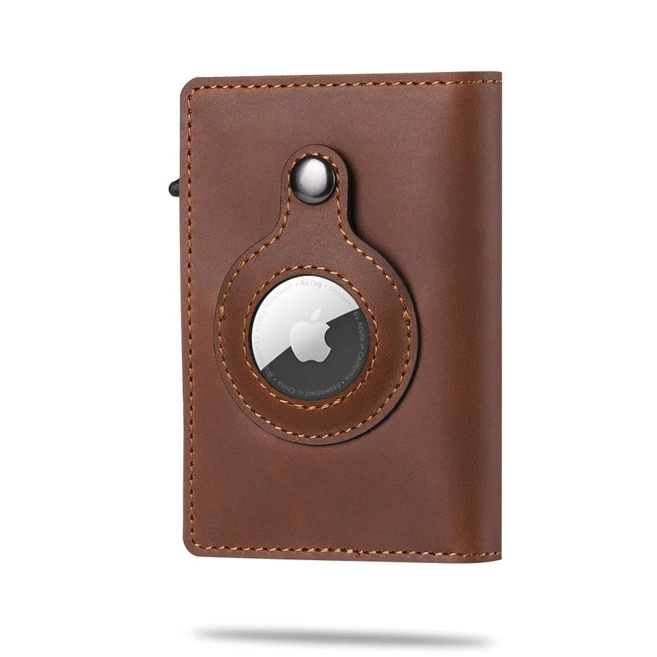 Storazone Brown 2023 For Apple Airtag Wallet Men Carbon Fiber Fashion ID Credit Card Holder Rfid Slim Airtag Slide Wallet Designer Cardholder