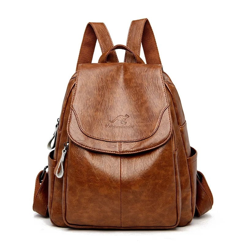 Storazone Brown 2023 Luxury Brand Women Backpack High Quality Leather Backpacks Travel Backpack Fashion School Bags for Girls mochila feminina