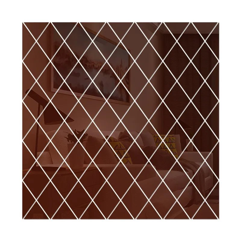 Storazone Brown / 25x50cm 10pcs 10/17/32/58pcs 3D Mirror Stickers Acrylic Triangles Self-adhesive Diamonds DIY Wall Mirror Stickers for Living Room Home Decor
