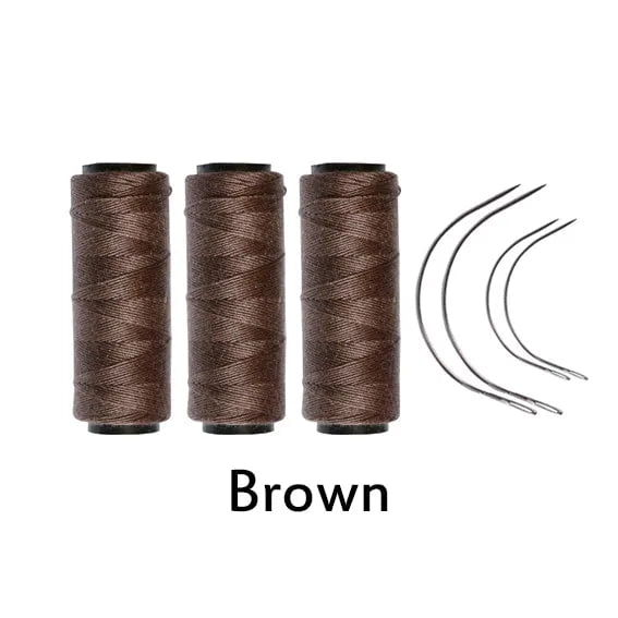 Storazone Brown 3 roll 3 Rolls/5 Rolls Hair Weaving Threads With 4 pcs C Curved Needles Wig Making Tools Sewing Thread