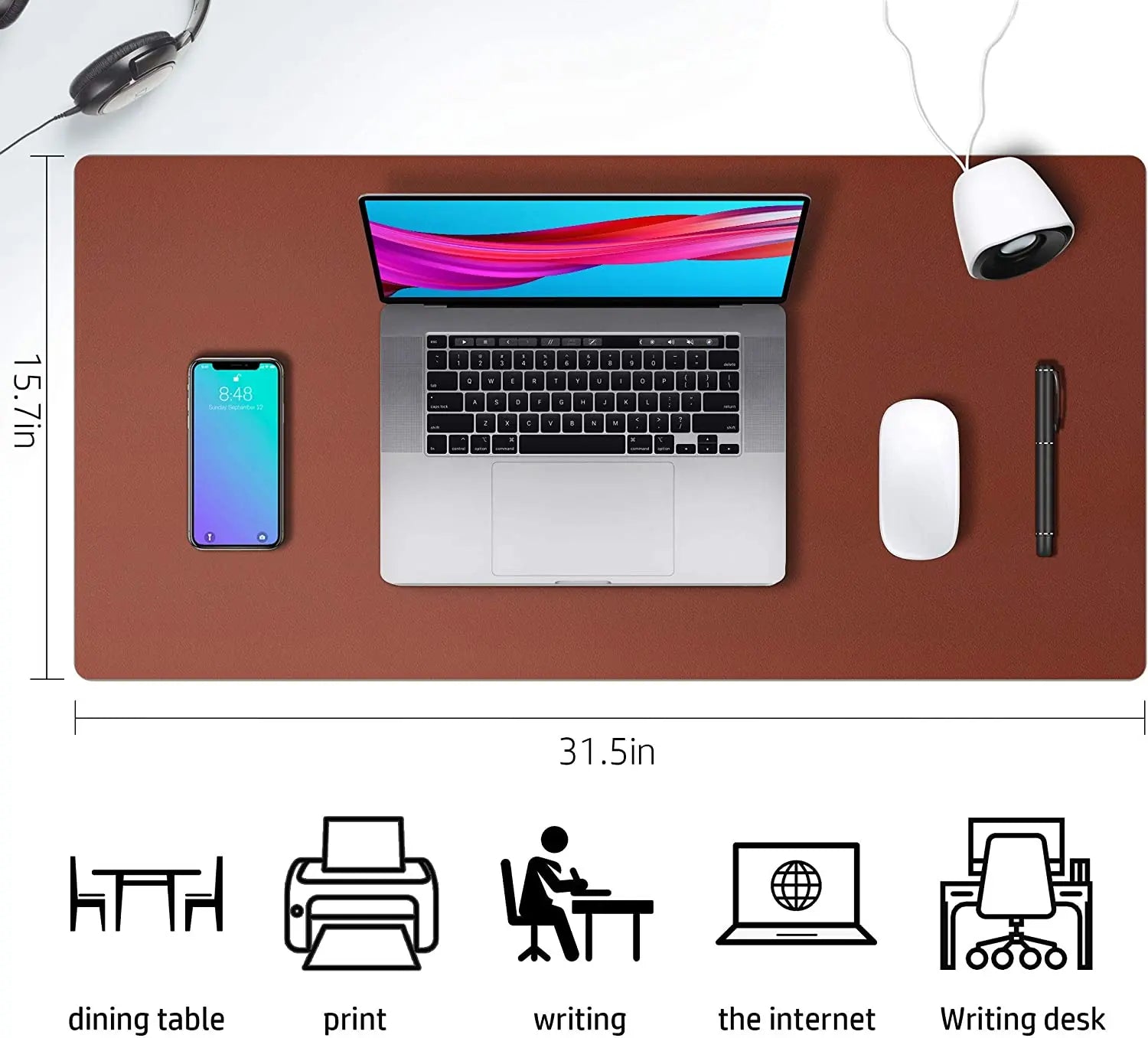 Storazone Brown / 300X600mm Desk Mat Waterproof PVC Mouse Pad Leather Desk Protective Cover Pink Large Computer Girls Laptop Non-slip Gaming Keyboard Mats