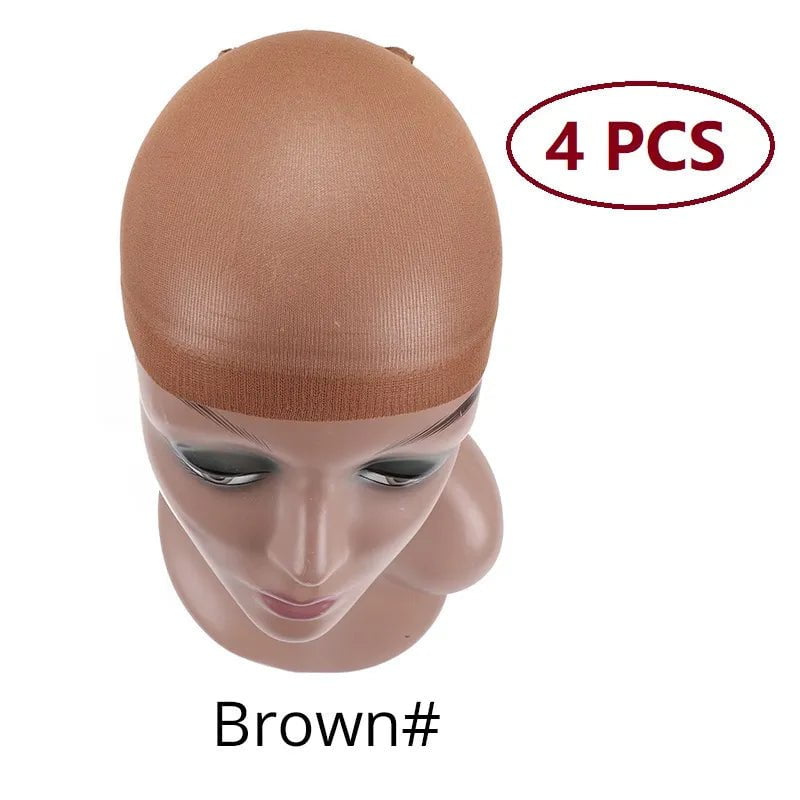 Storazone Brown 4 pieces Nunify Nude Mesh Net Wig Caps With Closed End For Wigs 2Pcs/Pack Free Size Stocking Cap Red Coffee Black Begie Brown 6 Colors