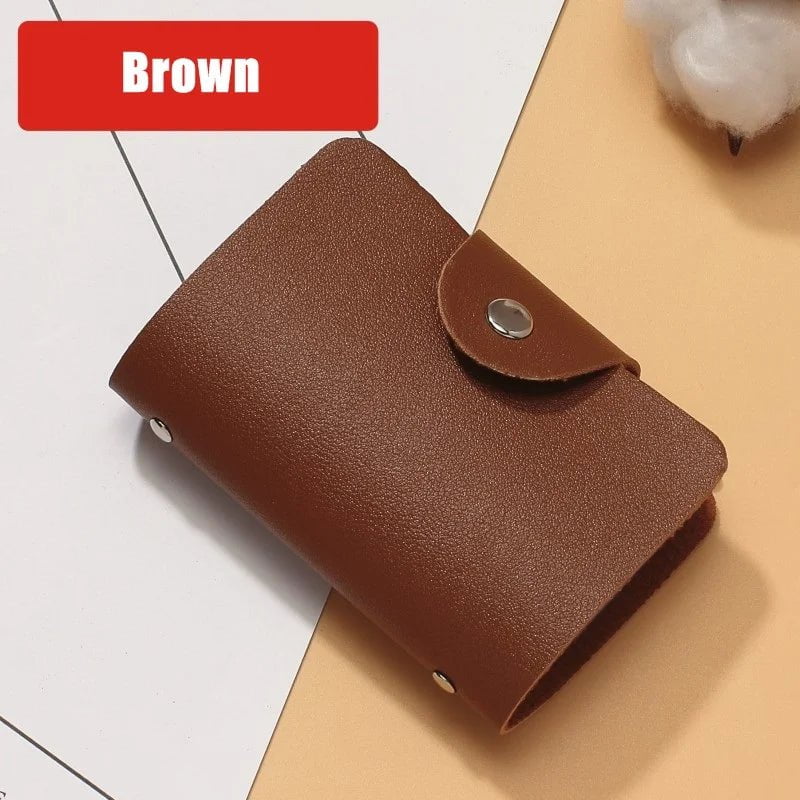 Storazone brown bag New Leather Function 24 Bits Card Case Business Card Holder Men Women Credit Passport Card Bag ID Passport Card Wallet 8 Colors