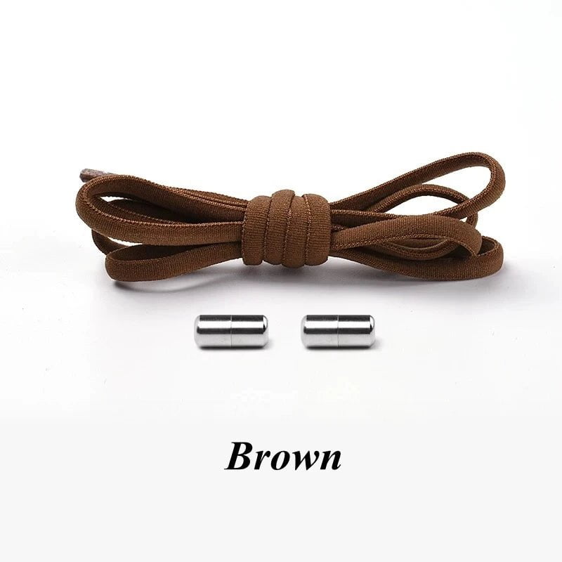 Storazone Brown / CHINA Semicircle No Tie Shoelaces Elastic Shoe laces Sneakers shoelace Metal Lock Lazy Laces for Kids and Adult One size fits all shoe