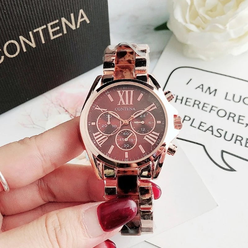 Storazone Brown CONTENA 2023 Top Brand Luxury Watches for Women Fashion Creative Steel Bracelet Women's Watches Ladies Quartz Watch Reloj Mujer