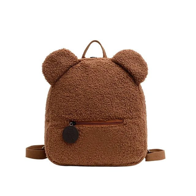 Storazone Brown / Custom Your Text Customized Embroidery Bear Backpack Embroidered Portable Children Travel Shopping Rucksack Women's Cute Bear Shoulder Backpack