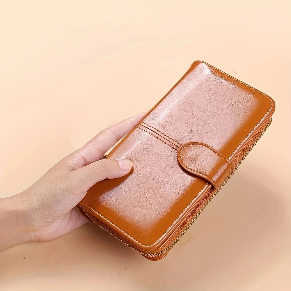 Storazone Brown Hot Sale Women Wallet Leather Clutch Brand Coin Purse Female Wallet Card Holder Long Lady Clutch Carteira Feminina