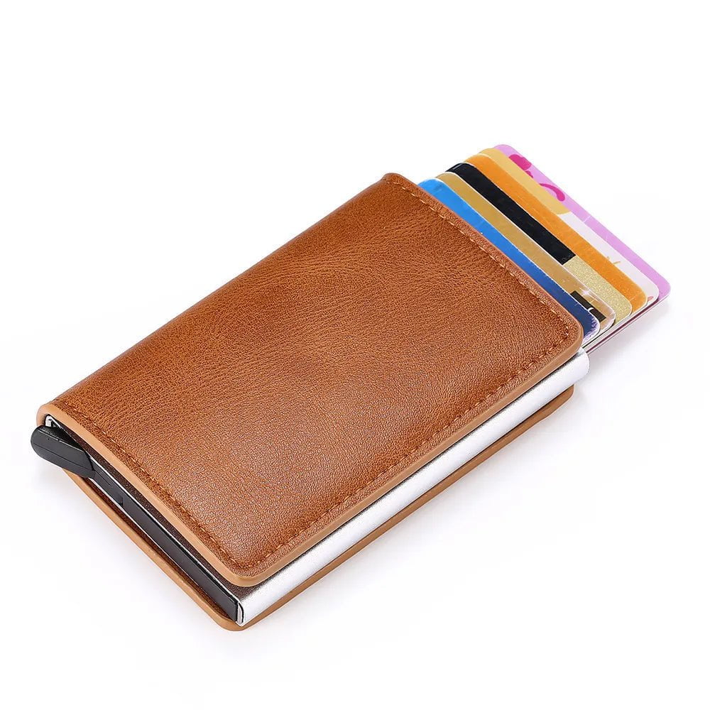 Storazone Brown Men's Rfid Anti-theft Safe Smart Thin Slim Smart Wallet Credit Card Holder Women Luxury Brand Design Business Cardholder Purse