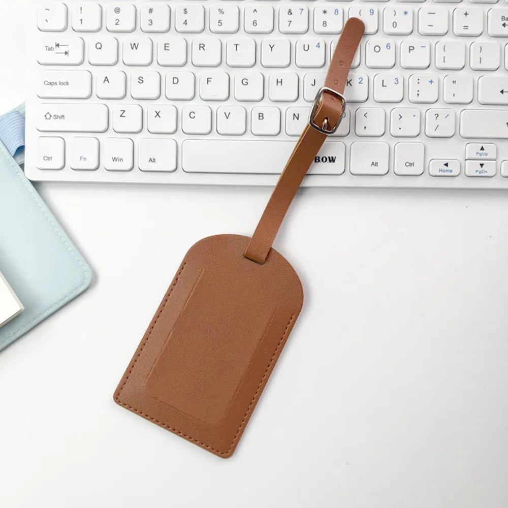 Storazone brown Personalize Initials Luggage Tag Custom Letters Men Women Suitcase Name Tag PU Airplane Labels Engrave Logo Travel Accessories